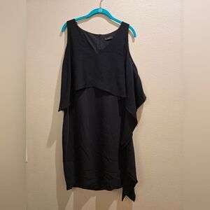 Trina Turk Black Mini Dress with Side Ruffle Women Size Small